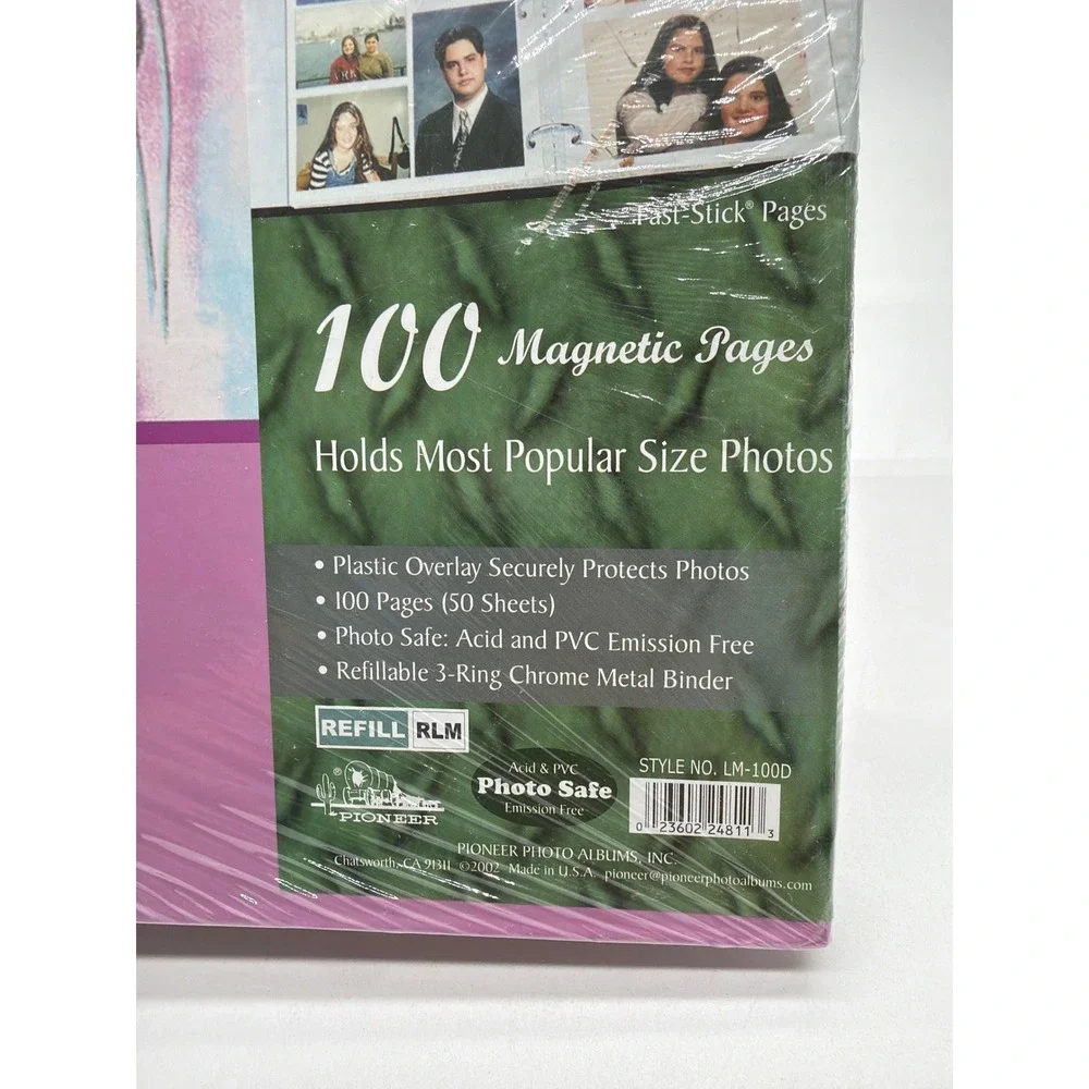 Pioneer Purple Magnetic Photo Album 100 Fast-Stick Pages 3-Ring Binder LM-100D